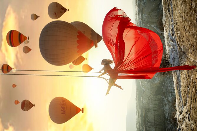 Cappadocia Flying Dress Photoshoot - Love Valley, balloon area, and caves: how you get three backgrounds in one session