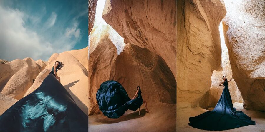 Cappadocia: PhotoShoot with Balloons. Flying Dress included. - Sunrise balloon timing vs sunset glow in Cappadocia