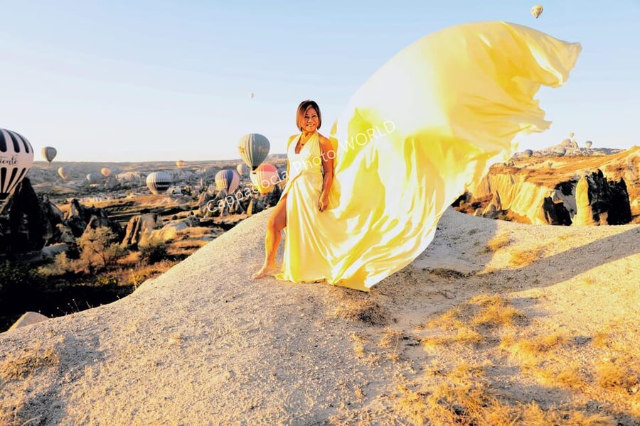 Cappadocia Photoshoot with Flying Dress - Fairy Chimneys and the Main Shoot Moment in Cappadocia