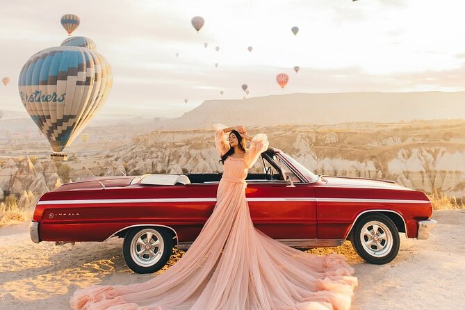 Cappadocia Private Photoshoot with Flying Dress & Classic Car - The 2-Hour Plan: Flying Dress, Classic Car, and Balloon Backdrops