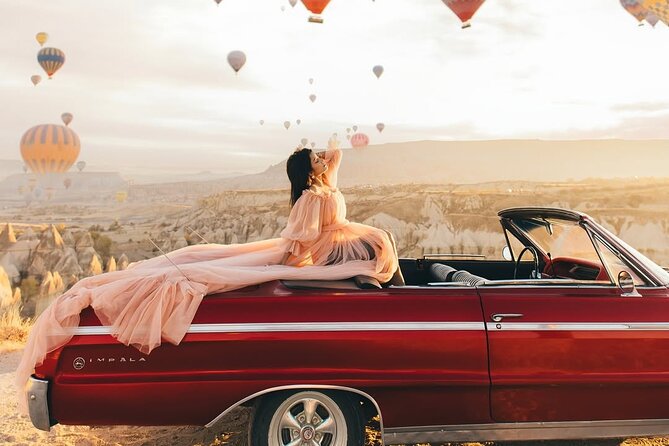 Cappadocia Private Photoshoot with Flying Dress & Classic Car - How the Photographer Keeps It Natural (and Helps You Look Confident)