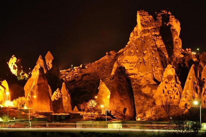 Cappadocia Sunset and Night Tour with Dinner - Ortahisar Castle at night: photos plus a guided look