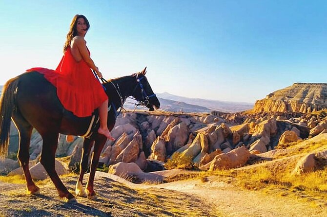 Horse Riding in Cappadocia in fairy chimeys - Stop 3: Rose Valley as the colors shift